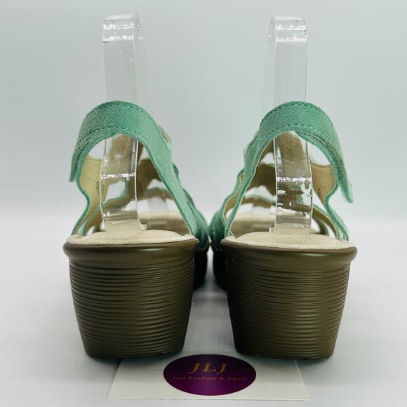 Skechers Women's Parallel Stylin Mint Green Suede Wedge Sandals Size 9.5 - Picture 6 of 13